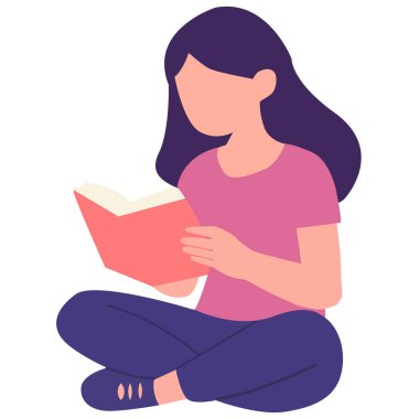 Kitap okuyan tatlı bir kız. Kitap okuyan genç bir kız. Kız kitap tabelası okuyor.