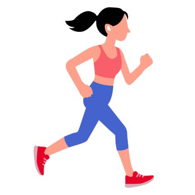Spor elbiseli bir kadın koşuyor. Spor üniformalı zayıf bir kız. Kadın kaçıyor. Koşuyorum.. 