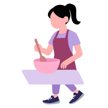 Kadın mutfakta yemek pişirme alıştırması yapıyor. Evde yemek pişirmek. Resim ev konsepti akşam yemeği için ev yapımı yemekler hazırlıyor. 