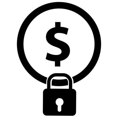 Sabit gelir ikonu. Para sembolünü sakla. Sabit fiyat tabelası. düz biçim.