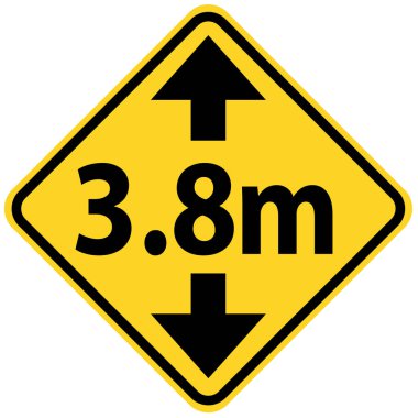 Height restriction limit 3.8 meter warning sign. Road sign vehicle height limit square board. Traffic symbol. flat style.