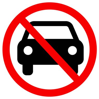 Araba tabelası yok. Araba yasak değil. Park yasağı sembolü. düz biçim.