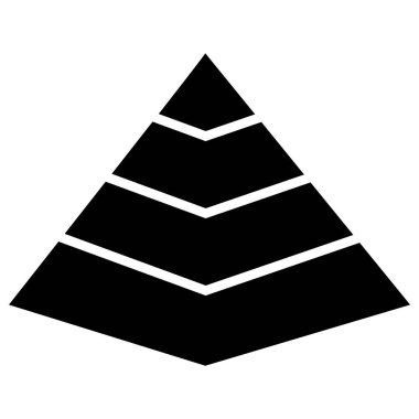 Piramit grafik simgesi. Piramit bilgi tabelaları. Üçgen hiyerarşi veri segmentleri toplama sembolü. düz biçim.