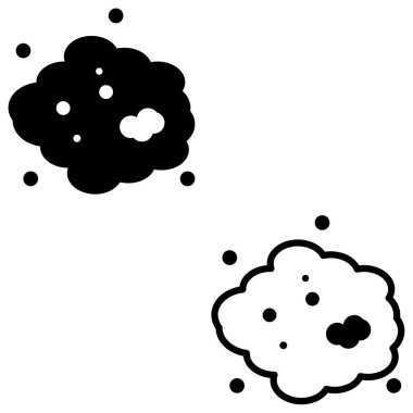 Toz ikonu. Toz bulutu işareti. Alerjen sembolü. Alerji ya da kirlenmiş çevre konsepti. düz biçim.