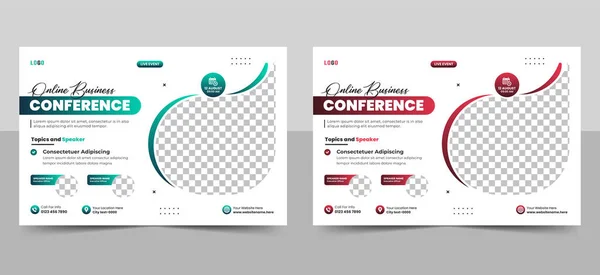 Creatieve Zakelijke Conferentie Uitnodiging Banner Webinar Horizontale Evenement Flyer Template — Stockvector