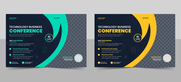 Creatieve Business Technologie Conferentie Webinar Flyer Template Event Banner Uitnodiging — Stockvector