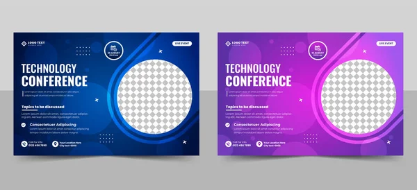 Creatieve Technologie Conferentie Webinar Flyer Template Business Event Banner Uitnodiging — Stockvector