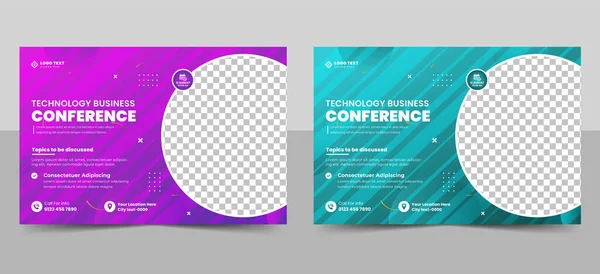 Abstract Business Technologie Conferentie Webinar Flyer Template Event Banner Uitnodiging — Stockvector