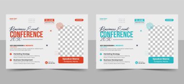 Soyut iş konferansı broşürü. Peyzaj Çevrimiçi Webinar poster tasarımı