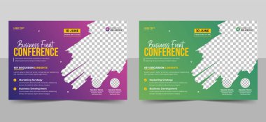 Yaratıcı İş Dünyası Teknolojisi Konferansı broşürü ve olay davetiye paneli tasarımı. Şirket işletme atölyesi eğitim promosyonu posteri