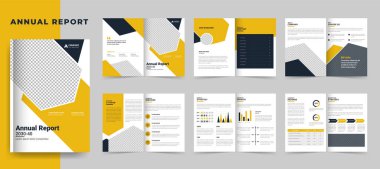 Business Brochure template or annual report layout design for company profile clipart