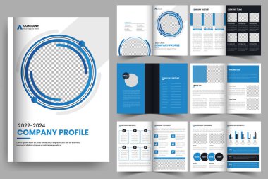 Company profile, Business brochure template design or multipage business brochure layout, project proposal, annual report, presentation layout clipart