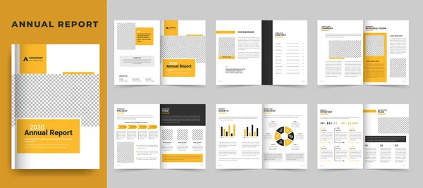 业务年度报告手册模板或公司手册布局设计和公司简介 — 图库矢量图片