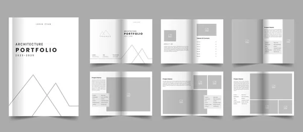 Modèle Portefeuille Architecture Intérieur Disposition Minimale Magazine — Image vectorielle