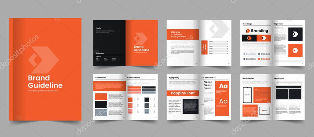 Brand guideline template and landscape brand Identity guidelines layout