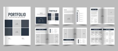 Mimari portföy şablon tasarımı. Fotoğraf portföyü, grafik tasarım portföyü, iç portföy