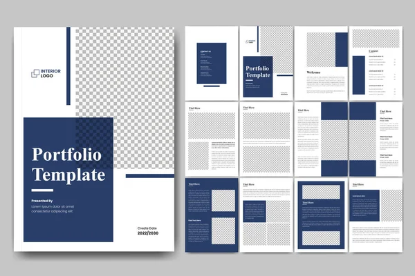 Modèle Portefeuille Design Architecture Design Brochure Intérieur — Image vectorielle