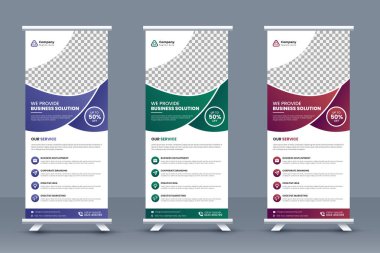 Yaratıcı kurumsal sancak katlama şablonu veya ayakta pankart tasarımı, sergi afişi, olay broşürü
