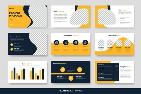 Презентація Бізнес Проекту Дизайн Слайдів Щорічний Звіт Брошура Компанії Буклет — стоковий вектор