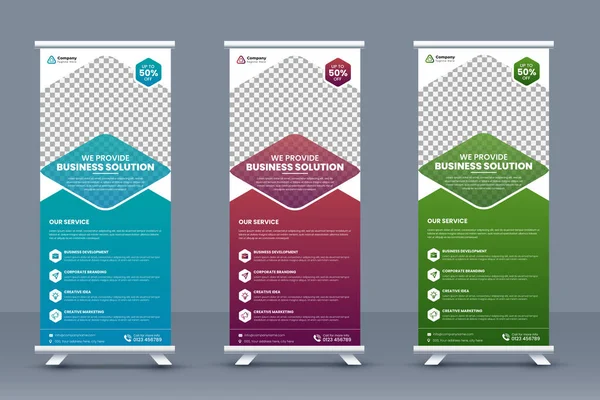 Yaratıcı kurumsal sancak katlama şablonu veya ayakta pankart tasarımı, sergi afişi, olay broşürü