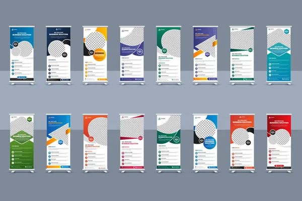 Yaratıcı kurumsal sancak katlama şablonu veya ayakta pankart tasarımı, sergi afişi, olay broşürü