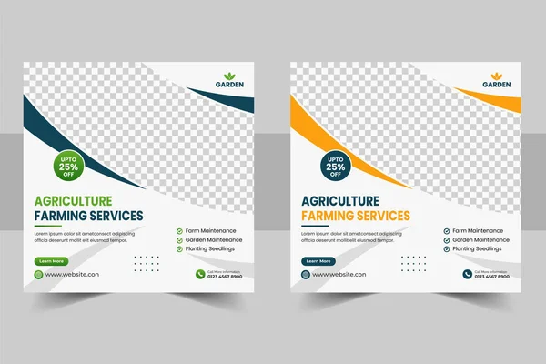 Agricultura Agricultura Serviços Mídia Social Post Banner Template Agro Farm — Vetor de Stock