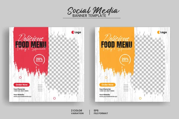 Lezzetli fast food menüsü sosyal medya afişi ya da web afişi şablonu ve sağlıklı gıda işi tanıtım broşürü