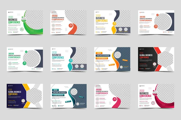 Corporate Horizontale Business Conference Flyer Template Uitnodiging Banner Lay Out — Stockvector