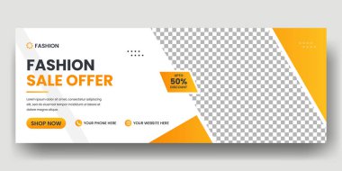 Moda satışı sosyal medya kapağı afiş şablonu ve web pankartı tasarımı