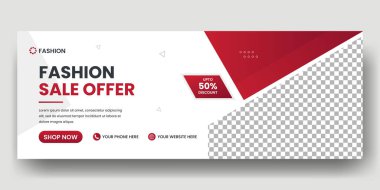 Moda satışı sosyal medya kapağı afiş şablonu ve web pankartı tasarımı