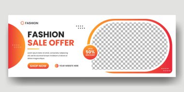 Moda satışı sosyal medya kapağı afiş şablonu ve web pankartı tasarımı