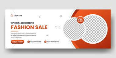 Moda satışı sosyal medya kapağı afiş şablonu ve web pankartı tasarımı