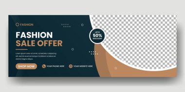 Moda satışı sosyal medya kapağı afiş şablonu ve web pankartı tasarımı