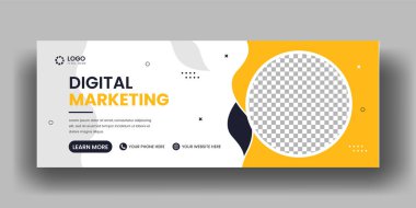 Dijital pazarlama facebook kapağı afişi ve sosyal medya web pankartı şablonu