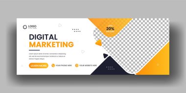 Dijital pazarlama facebook kapağı afişi ve sosyal medya web pankartı şablonu