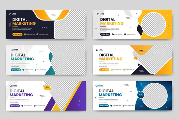 Soyut iş afişi tasarım web şablonu seti, Yatay başlık web pankartı. Modern web sitesi başlık arkaplanı, Sosyal Medya Kapak ilanı, broşür