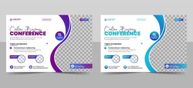 Soyut iş konferansı broşürü ya da webinar olay daveti sosyal medya web pankartı tasarımı