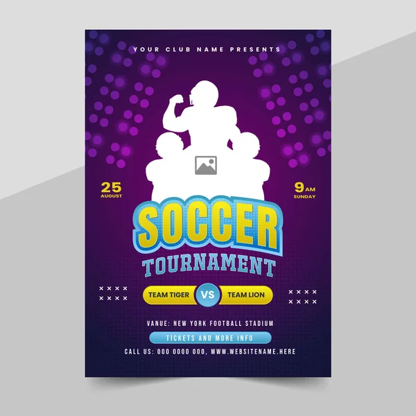Soccer Championship Tournament Poster Design Sports Event Flyer Template — Stock Vector