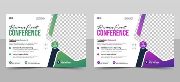 Abstract Zakelijke Technologie Conferentie Flyer Uitnodiging Banner Sjabloon Ontwerp Corporate — Stockvector