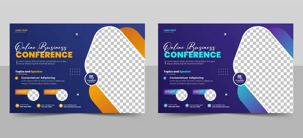 Zakelijke Conferentie Flyer Sjabloon Live Webinar Evenement Uitnodiging Social Media — Stockvector