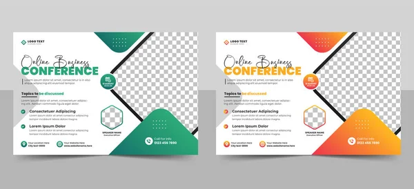 Abstract Zakelijke Technologie Conferentie Flyer Uitnodiging Banner Sjabloon Ontwerp Corporate — Stockvector