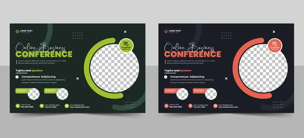 Corporate Business Conference Flyer Online Webinar Poster Template Ontwerp Event — Stockvector