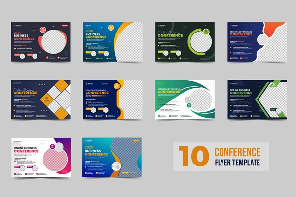 Corporate Business Conference Flyer Bundel Online Webinar Poster Template Ontwerp — Stockvector
