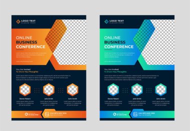 Çevrimiçi iş konferansı broşürü ve dijital pazarlama broşürü tasarımı