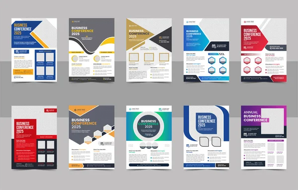Dépliant Conférence Entreprise Créatif Modèle Brochure Paquet Événement Affaires Annuel — Image vectorielle