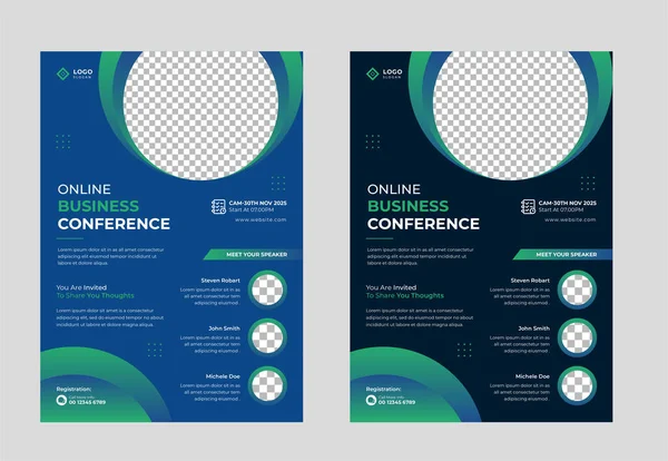 Online Event Conferentie Flyer Template Corporate Business Digital Marketing Flyer — Stockvector
