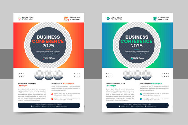 Creative business conference flyer template or corporate event poster template and digital marketing flyer, live webinar banner layout
