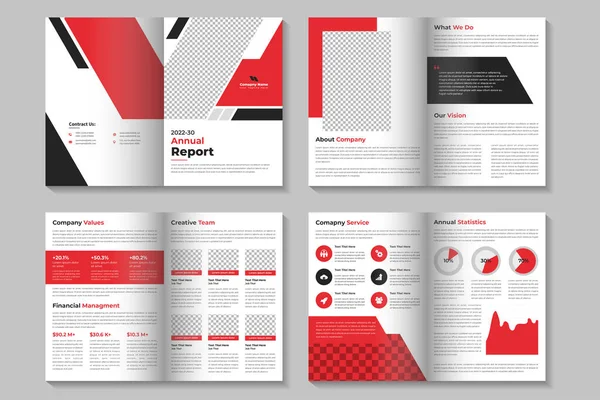 Entwurf Der Jahresberichtsbroschüre Und Mehrseitige Corporate Business Broschüre Layout Design — Stockvektor