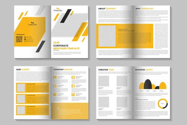 Geel Corporate Business Brochure Template Ontwerp Multi Page Jaarverslag Brochure — Stockvector