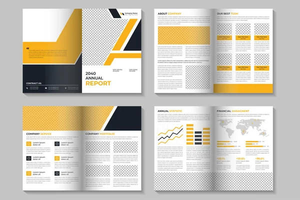 Жовтий Щорічний Дизайн Шаблону Брошури Багатосторінковий Дизайн Корпоративної Бізнес Брошури — стоковий вектор